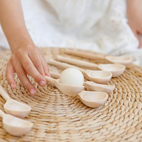 Ulanik Unfinished Wooden Spoons Toddler Montessori Toys for 3 Year Old + Kids Fine Motor Toys for Scooping & DIY Painting Pyrography Decoupage Crafts Ulanik