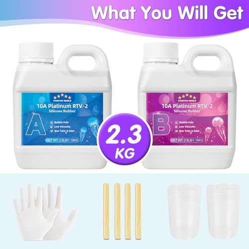 STARTSO WORLD Silicone Mold Making Kit 10A, 80OZ Liquid Silicone for Mold Making, Silicone Rubber Mold Making Kit 1:1 by Volume, Ideal for Casting STARTSO WORLD