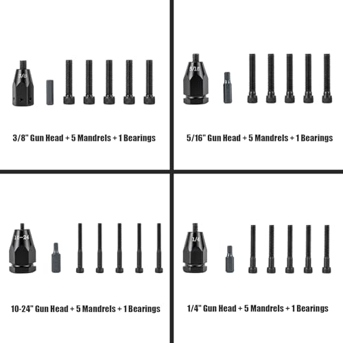 TFCFL Pneumatic Rivet Gun with 10-24", 1/4", 5/16", 3/8" Gun Head, Air Rivet Nut Tool Kit 1/4" Air Inlet with 20 Mandrels Riveting Gun Kit, 400rpm - WoodArtSupply