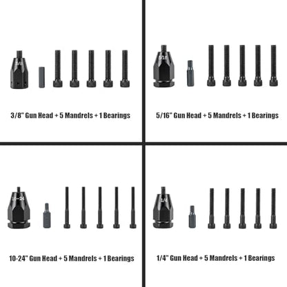 TFCFL Pneumatic Rivet Gun with 10-24", 1/4", 5/16", 3/8" Gun Head, Air Rivet Nut Tool Kit 1/4" Air Inlet with 20 Mandrels Riveting Gun Kit, 400rpm - WoodArtSupply