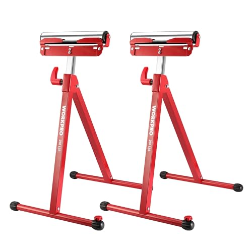 WORKPRO Folding Roller Stand Height Adjustable, Heavy Duty 250 LB Load Capacity, Outfeed Woodworking WORKPRO