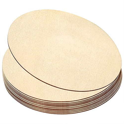 Coopay 16 Pieces 10 Inch Wooden Circles, Unfinished Round Wood Slices Natural Wooden Cutouts for Door Hanger, Painting, Wedding, Home Decoration DIY Coopay