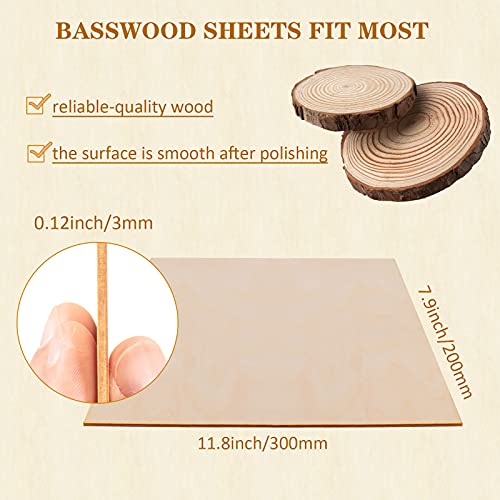Fabbay 20 Pieces Basswood Sheets Thin Wood Sheets Craft Wood Board Unfinished Plywood for Craft DIY Wooden Plate Model Wooden House Aircraft Ship Fabbay