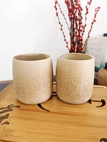 2PCS Wooden Tea Cups Natural BambooTea Cup Coffee Mug Wine Mug Camping Cup Travel Coffee Mugs Craft Tea Drinking Cup Gift Outdoor Mug for Drinking Metany