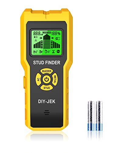 DIY-JEK Stud Finder Wall Scanner, Upgraded 6 in 1 Electronic Stud Detector Sensor with LCD Display & Audio Alarm for Wood Metal AC Live Wire - WoodArtSupply