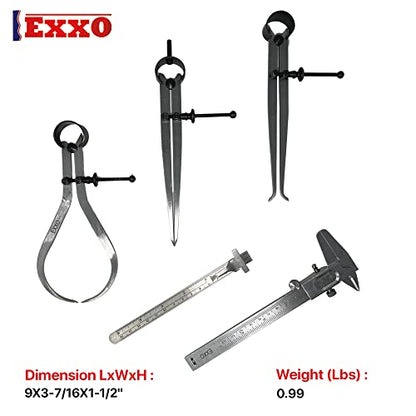 EXXO Tools Caliper Measuring Set - Calipers Measuring Tool Inside Caliper Outside Caliper Spring Divider Steel Measurement Tool Woodworking Tools - WoodArtSupply