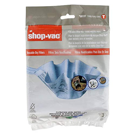 Shop Vac 3 Reusable Dry Filters 90137 Shop-Vac