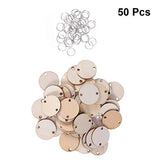 WINOMO 50pcs Round Wooden Slices with 50 Iron Loops Set Wood Discs Circles for Hanging Wooden Plaque Birthday Reminder DIY Calendar Accessories WINOMO