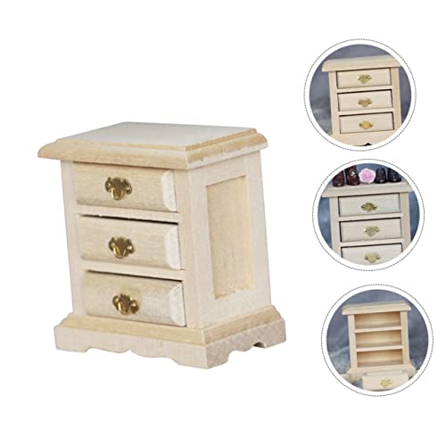 ibasenice 1pc Bedside Table Model Mini End Table Dollhouse Bedroom Unfinished Nightstand Dollhouse Dressing Table Miniature Furniture Wood Night ibasenice