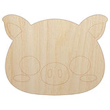 Charming Kawaii Chibi Pig Face Blushing Cheeks Unfinished Wood Shape Piece Cutout for DIY Craft Projects - 1/8 Inch Thick - 4.70 Inch Size Sniggle Sloth