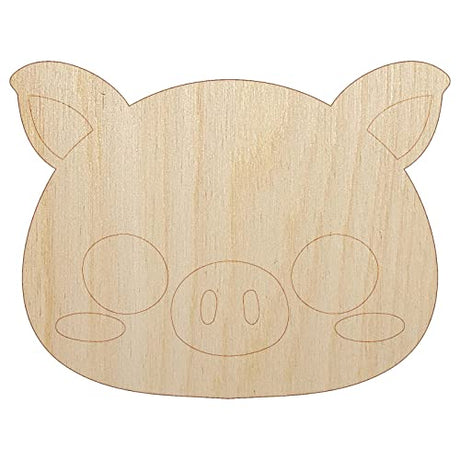 Charming Kawaii Chibi Pig Face Blushing Cheeks Unfinished Wood Shape Piece Cutout for DIY Craft Projects - 1/8 Inch Thick - 4.70 Inch Size Sniggle Sloth