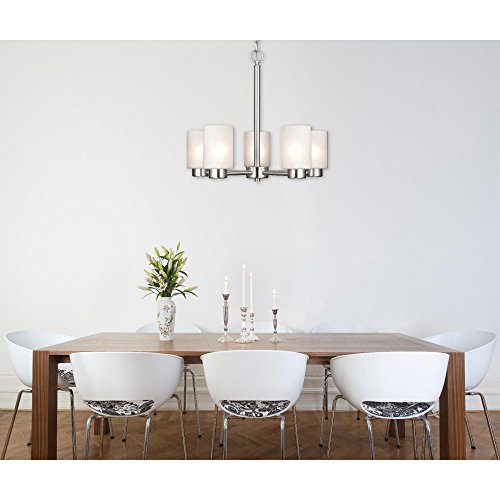 Westinghouse Lighting 6227400 Sylvestre Five-Light Interior Chandelier, Brushed Nickel Finish with Frosted Seeded Glass, 5 Westinghouse Lighting