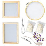 Cayway 9 Pack Dried Flower Paper Craft Set Include 3 Pack Mixed Wooden Paper Making Mold Frame, Dried Flowers, Spoon Stirrer N\A