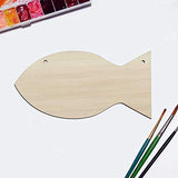Creaides Fish Wood DIY Crafts Cutouts Wooden Fish Shaped Hanging Ornaments Unfinished Wood Signs with Twines for Wedding Birthday Christmas Party Creaides