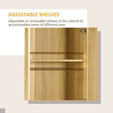 HOMCOM 67" Pinewood Kitchen Pantry Storage Cabinet, Freestanding Cabinets with Doors and Shelf Adjustability, Soft-Close Mechanism, Living Room & HOMCOM