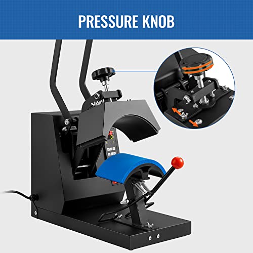 VEVOR 4-in-1 Heat Press Machine for Hats with 6x3inches Curved Teflon-Coated Heat Plate, Easy Temperature Control Non-Slip Base, Four Replaceable VEVOR