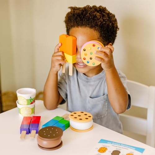 Melissa & Doug Wooden Frozen Treats Ice Cream Play Set (24 pcs) - Play Food and Accessories Melissa & Doug