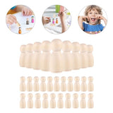 Tofficu 30pcs Unfinished Wooden Peg Dolls, Mini Wooden Peg People 35mm Wooden People Figures for DIY Painting Tofficu