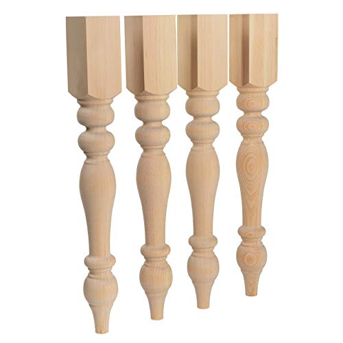 CAROLINA LEG CO. Chunky Farmhouse Table Legs - Unfinished - DIY Furniture - Turned Legs - Set of 4 - Dimensions: 3.5" x 29" - WoodArtSupply