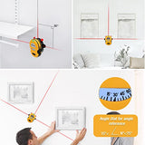 PREXISO Multi Surface Laser Level LED Light Vial, 30Ft Horizontal & Vertical Line Laser with Wall Mount Base, 2 Pins, 10 Sticker, 2 AA Batteries for Prexiso