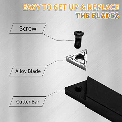 HAowosi Metal Lathe Cutting Tools,5 Sets of 5/16" Carbide Metal Cutting Tool Bits Kit,Indexable Lathe Turning Tool,Carbide Lathe Tools For Metal HAowosi