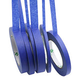 BOMEI PACK 6Pack Blue Painters Masking Tape, 1/4” 1/2” 3/4” X 60yds Multi Size Painting Paper Tape, Clean Removal with No Residue BOMEI PACK