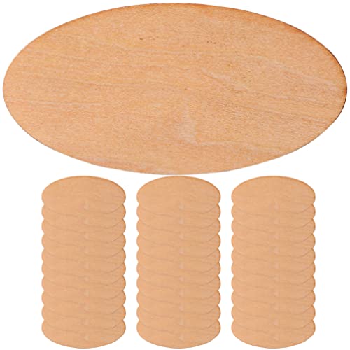 Sewroro 100pcs Oval Wood Chips DIY Wood Cutouts Unfinished Wood Slices Unfinished Oval Slices Unfinished Wood Cutouts Blank Wood Chip Blank Ornaments - WoodArtSupply