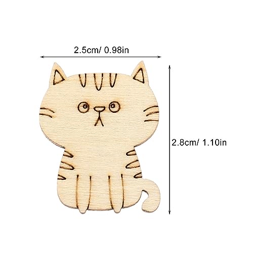 ibasenice 50pcs Unfinished Wooden Cat Cutouts Wood Discs Slices Blank Cat Animal Shaped Disc for Home DIY Handicraft Birthday Party Small Cat Party