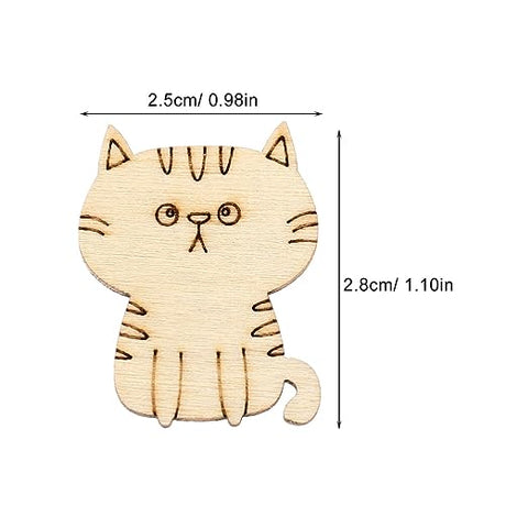 ibasenice 50pcs Unfinished Wooden Cat Cutouts Wood Discs Slices Blank Cat Animal Shaped Disc for Home DIY Handicraft Birthday Party Small Cat Party ibasenice