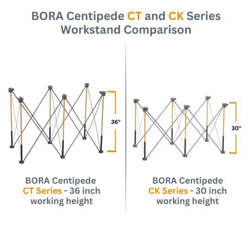 BORA Centipede CK6S 30 inch height Portable Work Stand, Includes 4 X-Cups, 4 Quick Clamps, Carry Bag, Portable Work Support Sawhorse, 2Ft x 4Ft, 30