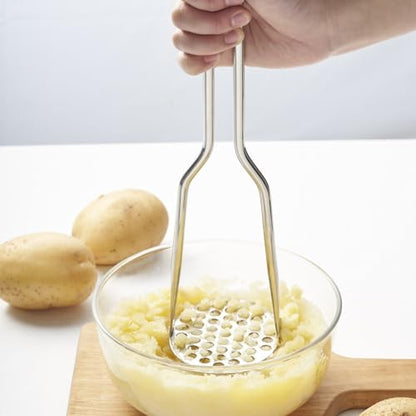 FLYINGSEA Potato Masher, Potato Masher Stainless Steel,Professional 18-8 Stainless Steel Potato Masher. Vegetable Masher,Cooking And Kitchen - WoodArtSupply