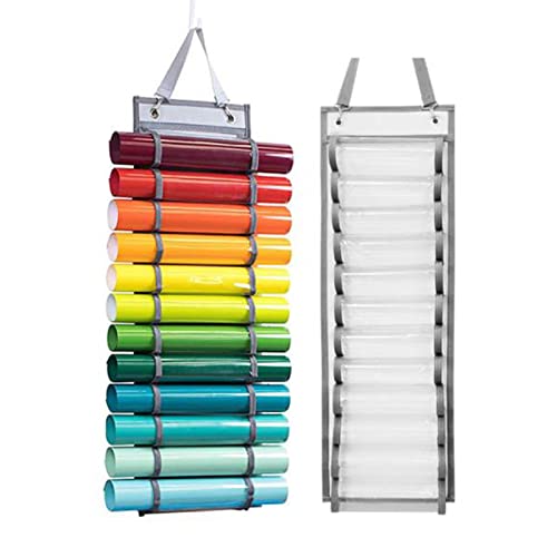 Vinyl Storage Organizer Vinyl Roll Holder with 12 Compartment Craft Vinyl Storage Rack Wall Mount Over The Door Hanging Organizer Storage Hanging IYWISH