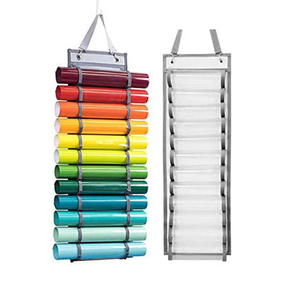Vinyl Storage Organizer Vinyl Roll Holder with 12 Compartment Craft Vinyl Storage Rack Wall Mount Over The Door Hanging Organizer Storage Hanging
