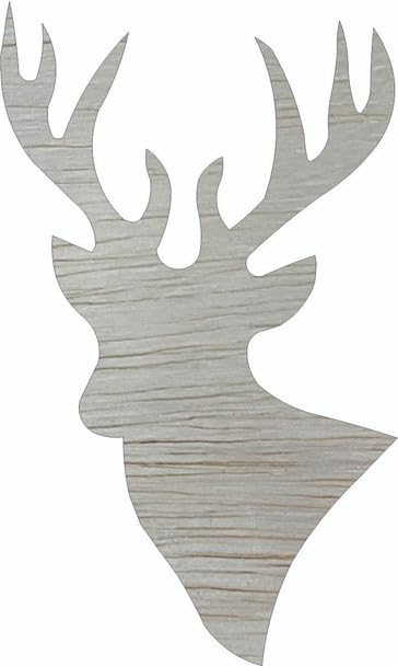 Deer Head Wooden Hunting Craft 12" Shape, Unfinished Wood Fall Cutout - WoodArtSupply