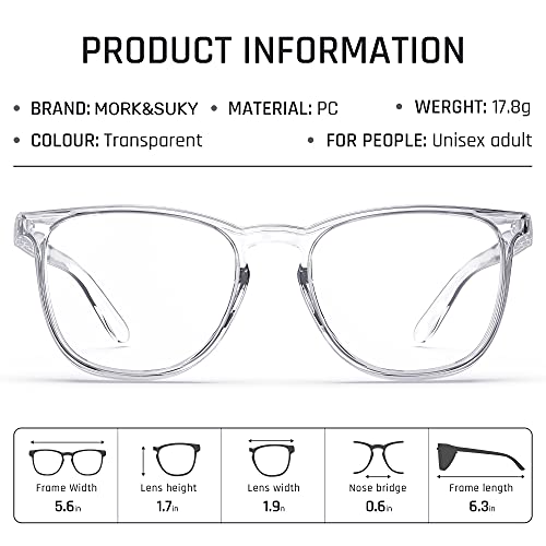 MORK&SUKY Safety Glasses, Stylish Goggles With No Fog Lense,Perfect Alternatives To Regular Protective Eyewear For Health Care Workers. (Transparent) MORK&SUKY