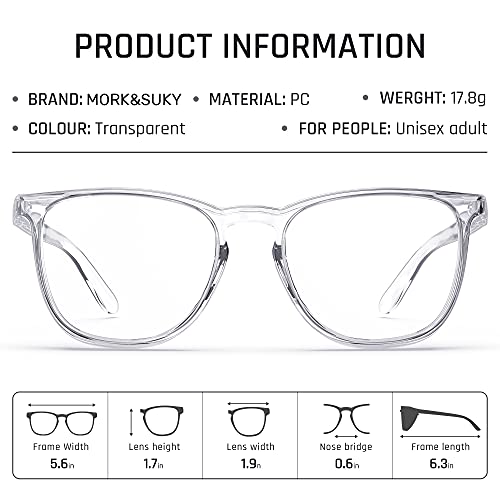 MORK&SUKY Safety Glasses, Stylish Goggles With No Fog Lense,Perfect Alternatives To Regular Protective Eyewear For Health Care Workers. (Transparent) - WoodArtSupply