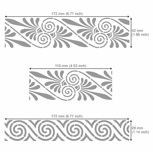 Aleks Melnyk No.332 Metal Stencil, Ancient Greek and Roman Ornament Design, Palmette Motif, Border, Patterns, Small Stencil, 1 PC, Template for Wood - WoodArtSupply