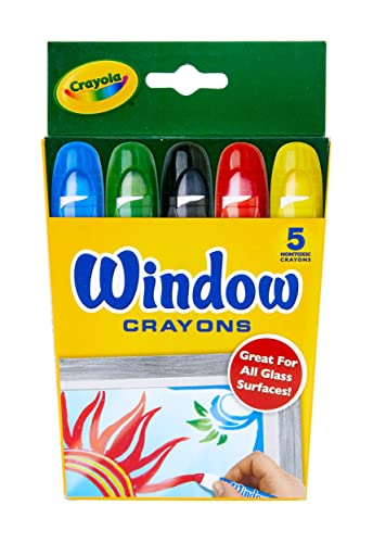 Crayola Washable Window Crayons, Glass and Window Art Supplies, Assorted Colors, 5 Count, Gift for Boys & Girls Crayola