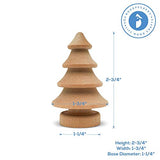 Mini Wooden Christmas Tree 2-3/4 inch, Pack of 10 Unfinished Wood Miniature Trees for Christmas Crafts, Peg People, Nature Table, and Small World Woodpeckers