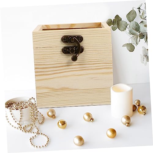 Yardenfun 1pc Wooden Box with Glass Lid Glass Jewelry Keepsake Jewelry Container Earring Display Holder Unfinished Wooden Chest Wedding Decorations Yardenfun