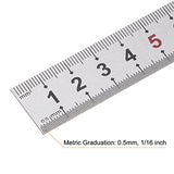 HARFINGTON 2pcs Stainless Steel Ruler 6-inch/15cm Metal Rulers 0.75" Wide, Inch and Metric Graduation Straight Edge Measuring Tool HARFINGTON