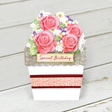 Katy Sue Flower Patch Pots Card Making Kit - Contains 8 Cards, 8 Envelopes, 3 Sheets of Floral Die Cut Decoupage & 2 Sheets of Foiled & Die Cut Katy Sue