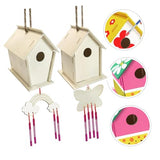 COHEALI 1 Set House Lanyard Kids Craft Wooden Arts Kits Wind Chime Ornament Wind Chime Pendant Unfinished Arts Kits Wind Chime Kit Graffiti COHEALI