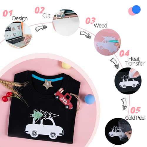 HTVRONT Rainbow White Glitter Heat Transfer Vinyl Bundle: 13 Pack White Glitter Iron on Vinyl for T-Shirt, White Glitter HTV Vinyl for Cricut, HTVRONT