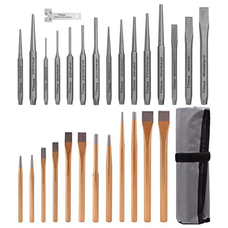TLIMUS 28 Pieces Punch and Chisel Set, Including Taper Punch, Cold Chisels, Pin Punch, Center Punch Tlimus