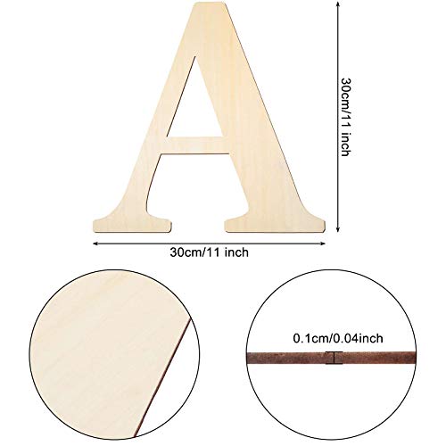 12 Inch Unfinished Wooden Letters Wood Letters Sign Decoration Wooden Decoration for Painting, Craft and Home Wall Decoration (Letter A)