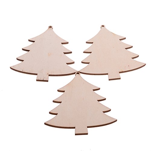 Christmas Wooden Crafts Hanging Ornaments Christmas Tree Decoration Unfinished Wood Cutouts for DIY Blank Slices to Paint (10PCs Christmas Tree - WoodArtSupply