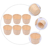 Zerodeko 12 PCS Miniature Artifical Wood Woven Baskets, Mini Woven Baskets Party Favor, Mini Woven Baskets Without Handles for Home Office Table Zerodeko