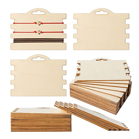 Jewelry Display Card-Hair Hoop Card-Blank Wooden Unfinished Wood Tag-Hanging Jewelry Cards for Necklaces Bracelets Earring Show Business Card (Log Zontween
