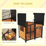 PawHut Outside Cabin-Style Wooden Dog House for Large Dogs with Openable Roof & Giant Window, Outdoor & Indoor Big Dog House, Asphalt Roof, Yellow PawHut